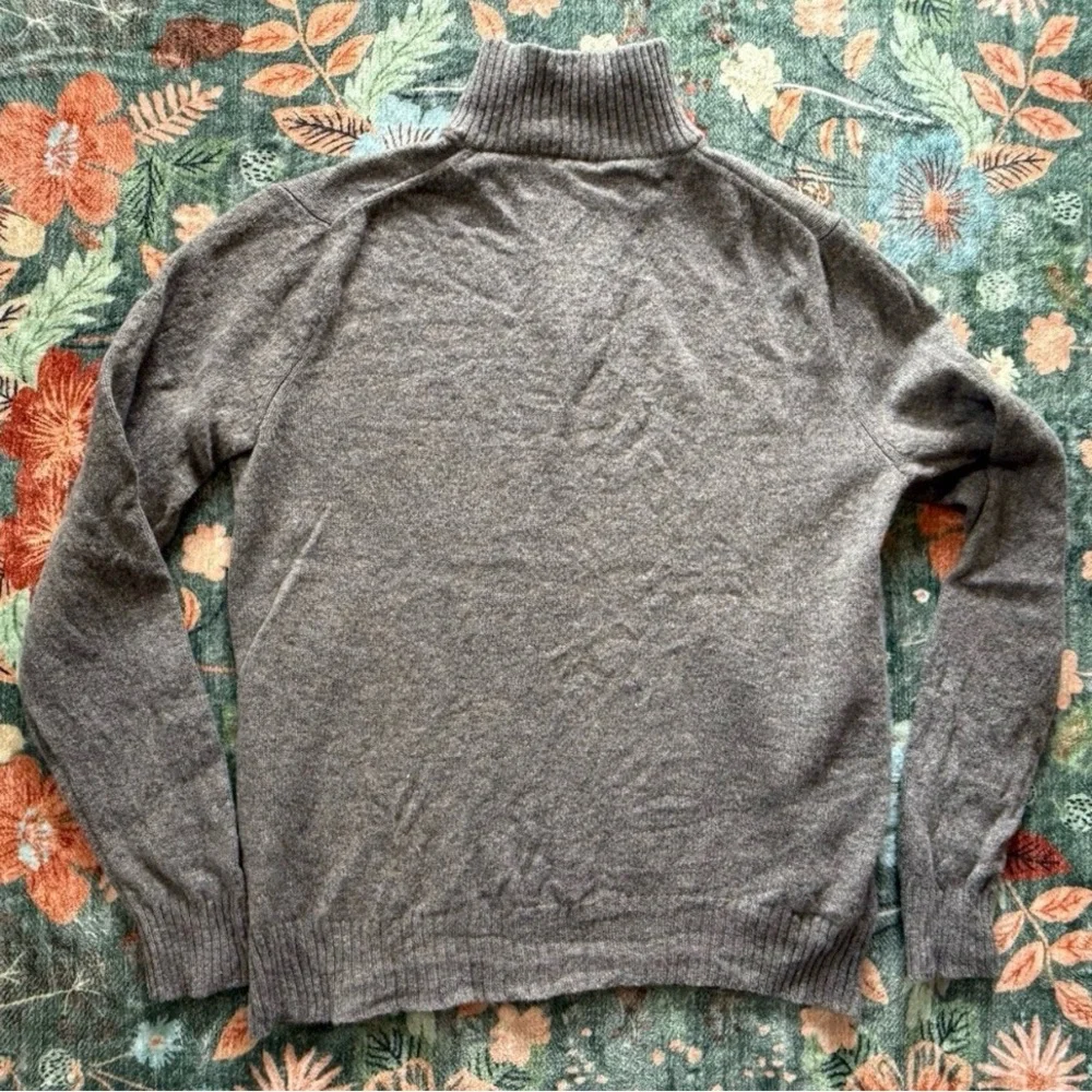 J‎ Crew Men’s 100% Lambswool Quarter Zip Pullover Sweater Size L Gray Knit FLAW